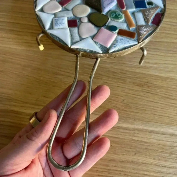 Set of 2 MCM Mosaic Tile Trivets with Metal Handles - 6 Inches - Picture 4 of 9